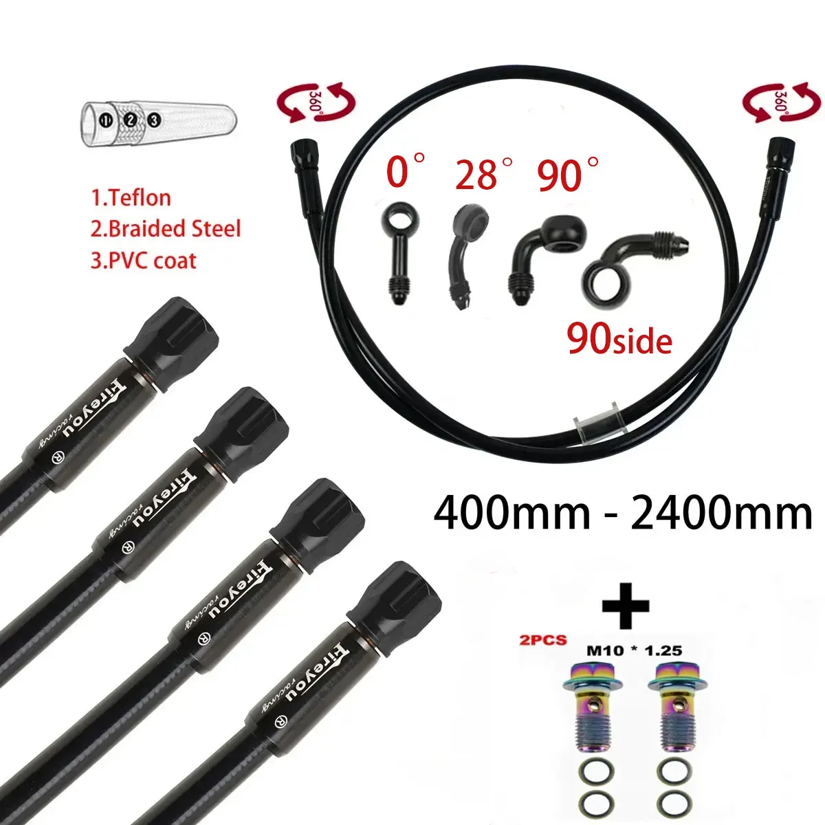 Motorcycle Brake Cable - Ống phanh bện AN3 Ống dầu